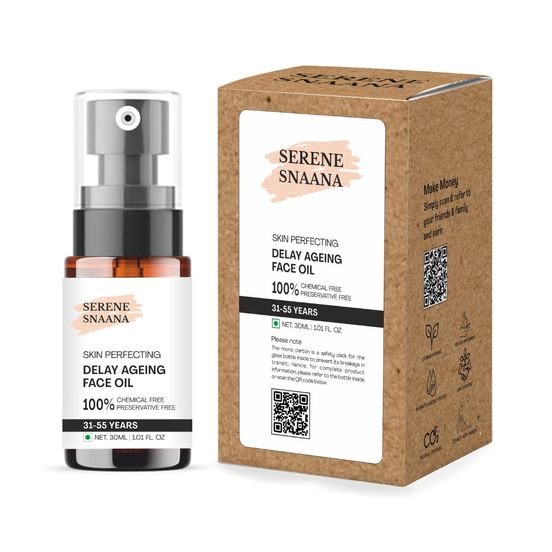 Natural anti-ageing face oil to reduce wrinkles and restore skin elasticity