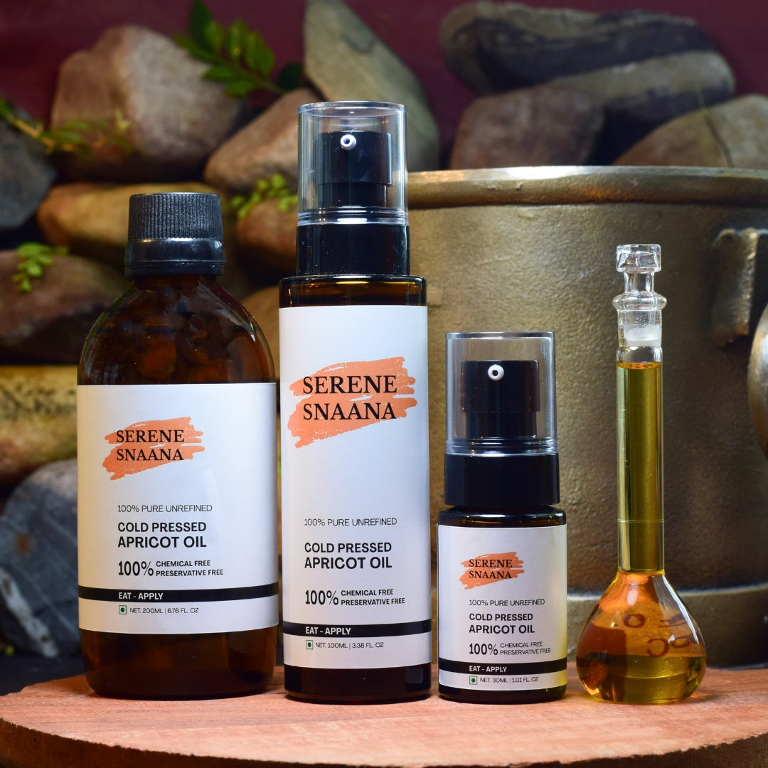 Natural multipurpose apricot oil for face massage, body care, and hair treatment