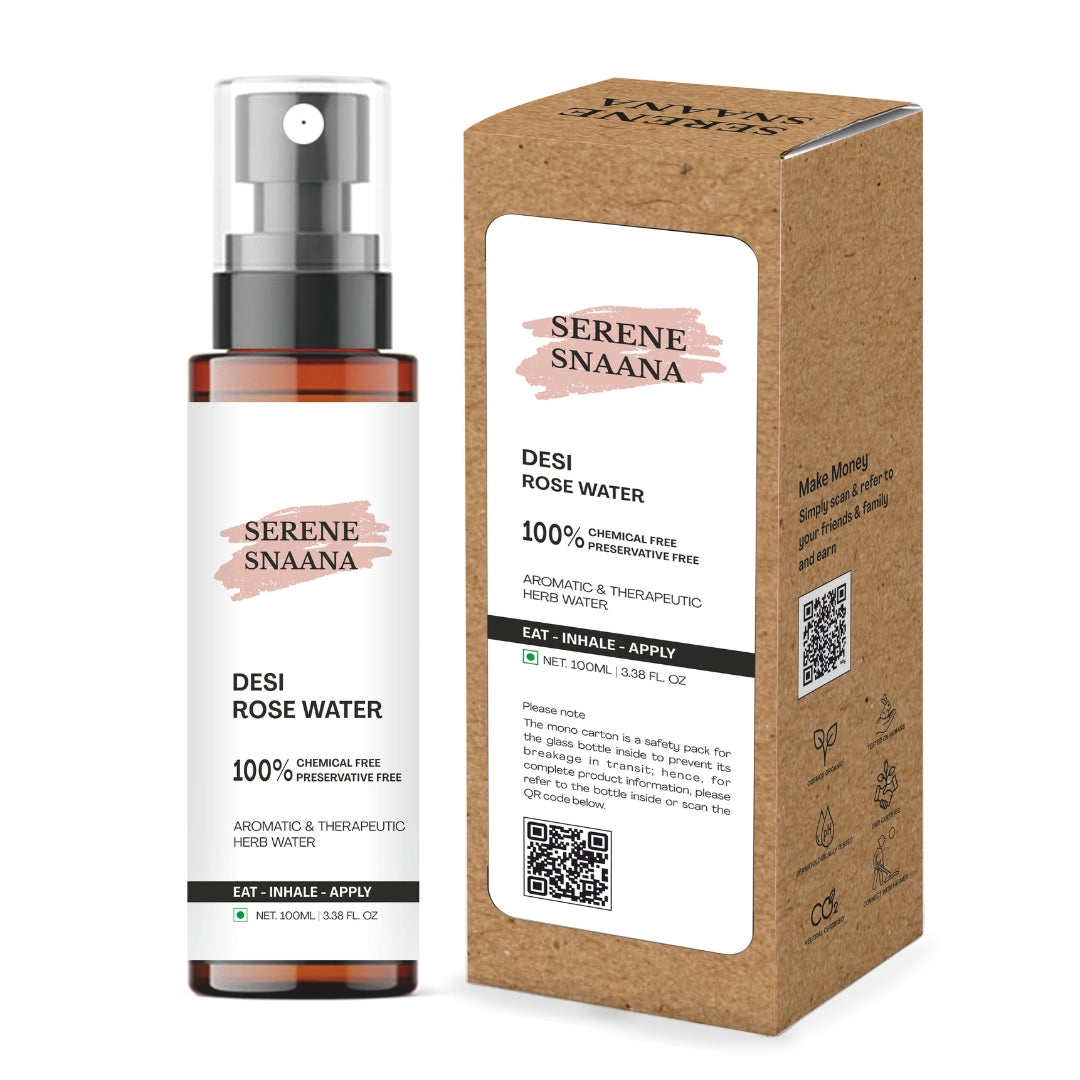 SNAANA Edible Rose Water – Pure Organic Desi Gulab Jal, Chemical Free & Preservative Free
