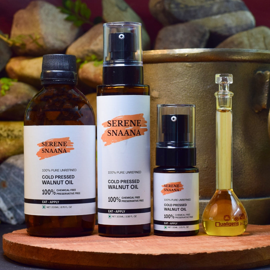 Pure cold-pressed walnut oil, organic and preservative-free